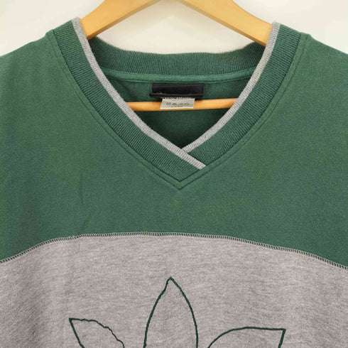 アディダス adidas 80s トレフォイルロゴ刺繍 バイカラー Vネックスウェット メンズ import:M