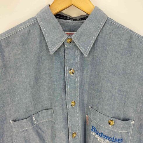 バドワイザー Budweiser 90s ロゴ刺繍 ポケット付き ワークシャツ メンズ import:L