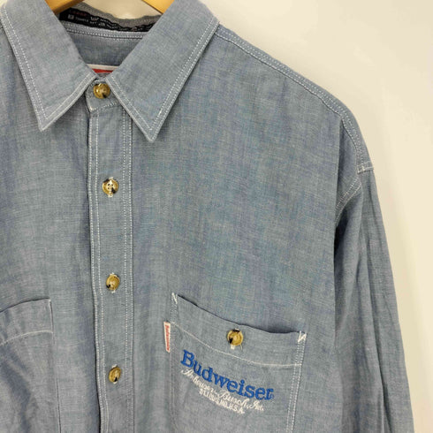 バドワイザー Budweiser 90s ロゴ刺繍 ポケット付き ワークシャツ メンズ import:L