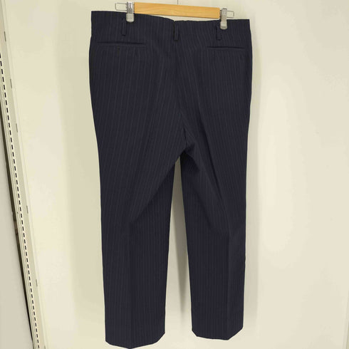 70-80S 英国製 Superfine Huddersfield 棒TALON ジップ ストライプ ワイド タック スラックス パンツ メンズ