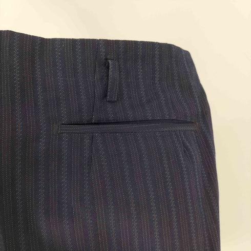 70-80S 英国製 Superfine Huddersfield 棒TALON ジップ ストライプ ワイド タック スラックス パンツ メンズ