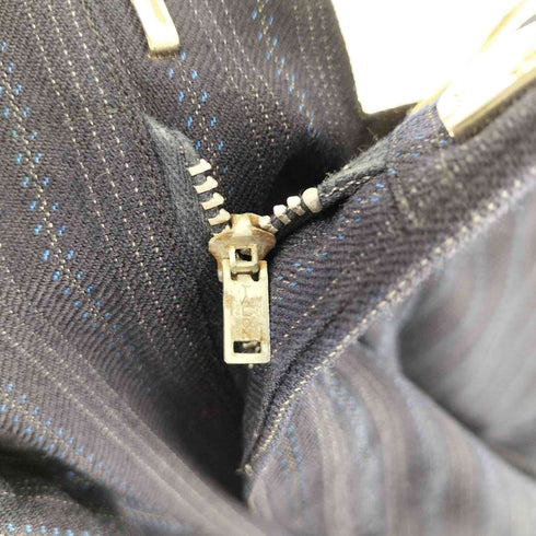 70-80S 英国製 Superfine Huddersfield 棒TALON ジップ ストライプ ワイド タック スラックス パンツ メンズ