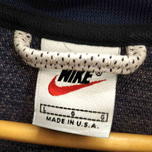 ナイキ NIKE 90s USA製 銀タグ ロゴ刺繍 ハーフジップ メッシュ ポロシャツ メンズ import:L