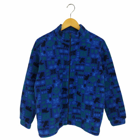 ランズエンド LANDS END USA製 ポリエステル 総柄フリースジャケット レディース import:L