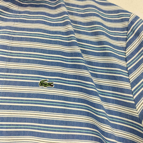 ラコステ LACOSTE ワンポイントロゴ刺繍スキッパー ボーダー半袖ワンピース レディース 38