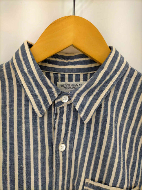 フィグベルメーカーズアンドコー PHIGVEL MAKERS & Co. コットン ストライプ L/S シャツ メンズ 14 1/2
