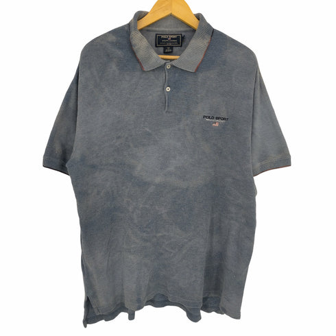 ポロスポーツラルフローレン POLO SPORT RALPH LAUREN 90s ロゴ刺繍 裾スリット タイダイ染め ポロシャツ メンズ import:L