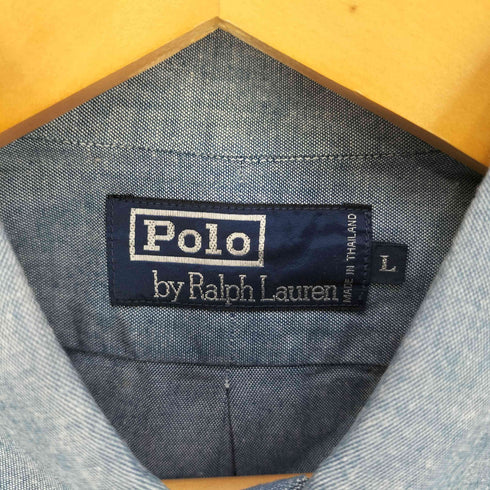 ポロバイラルフローレン Polo by RALPH LAUREN ポニー刺繍 ボタンダウンシャンブレーシャツ メンズ import:L