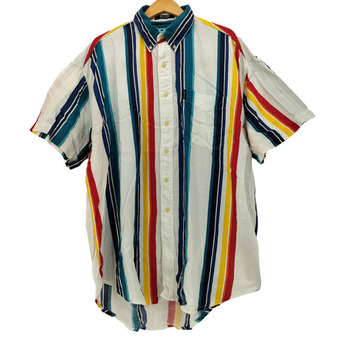 チャップスラルフローレン CHAPS RALPH LAUREN マルチカラー ボーダー BD S/S シャツ メンズ import:L