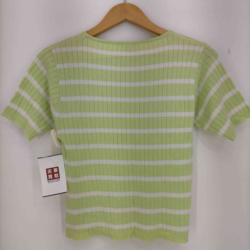 クレージュ courreges ロゴ刺繍 ボーダー ニットカットソー 半袖 レディース