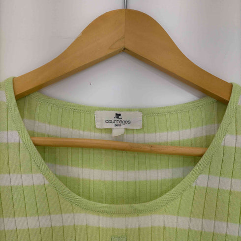 クレージュ courreges ロゴ刺繍 ボーダー ニットカットソー 半袖 レディース