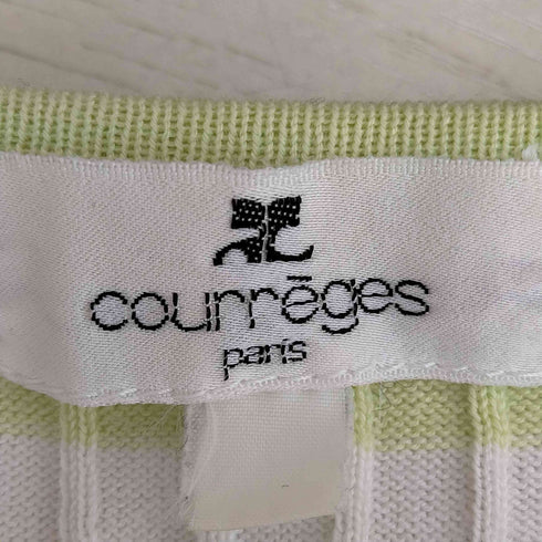 クレージュ courreges ロゴ刺繍 ボーダー ニットカットソー 半袖 レディース