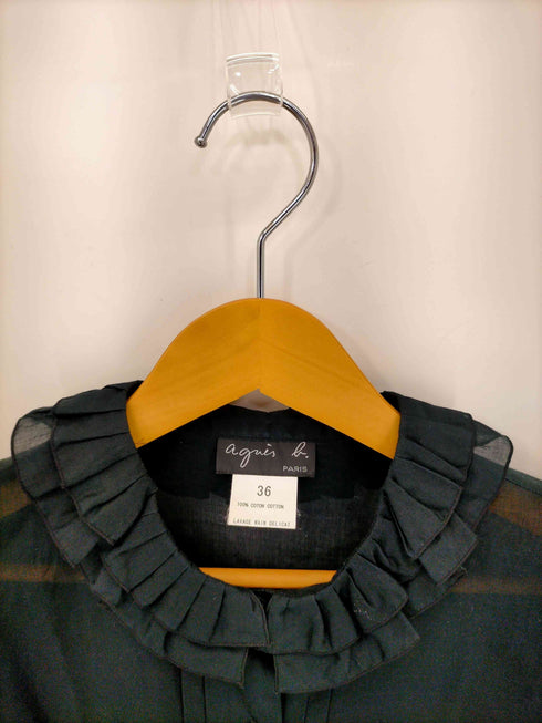 アニエスベー agnes b. 長袖フリルカラーシアーシャツ レディース JPN:36