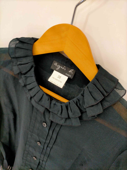アニエスベー agnes b. 長袖フリルカラーシアーシャツ レディース JPN:36