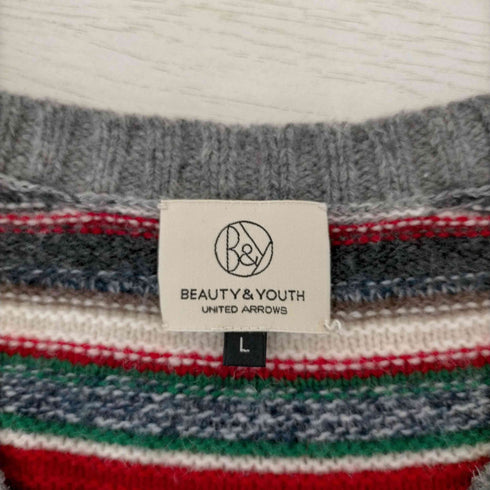 ビューティーアンドユースユナイテッドアローズ BEAUTY & YOUTH UNITED ARROWS マルチボーダー Vネックニット メンズ JPN:L