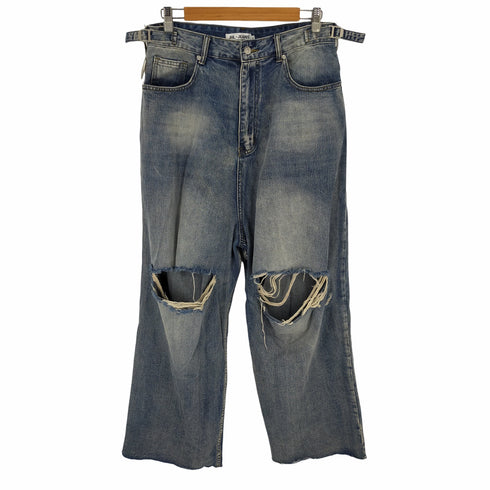 JHL-JEANS ダメージワイドバギーパンツ サイドシンチバック カットオフ メンズ JPN:L