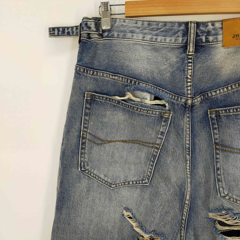 JHL-JEANS ダメージワイドバギーパンツ サイドシンチバック カットオフ メンズ JPN:L