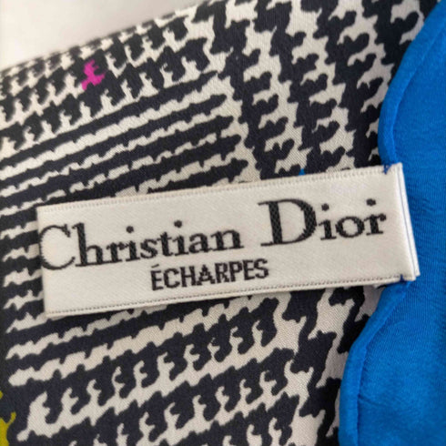 クリスチャンディオール Christian Dior 千鳥格子柄 シルクスカーフ 鐘紡製 レディース