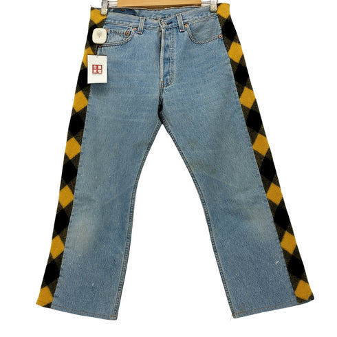 リーバイス Levis ウール チェック リメイク デニム パンツ メンズ W29 L30