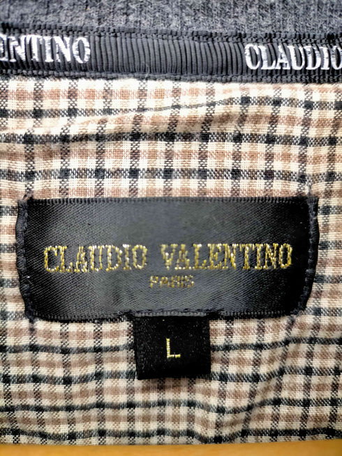 クラウディオバレンティノ CLAUDIO VALENTINO 格子チェックハーフジップスウェット メンズ import:L