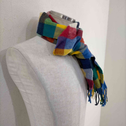 グレンプリンス Glen Prince MADE IN SCOTLAND ブロックチェックマルチカラー ラムウールマフラー メンズ