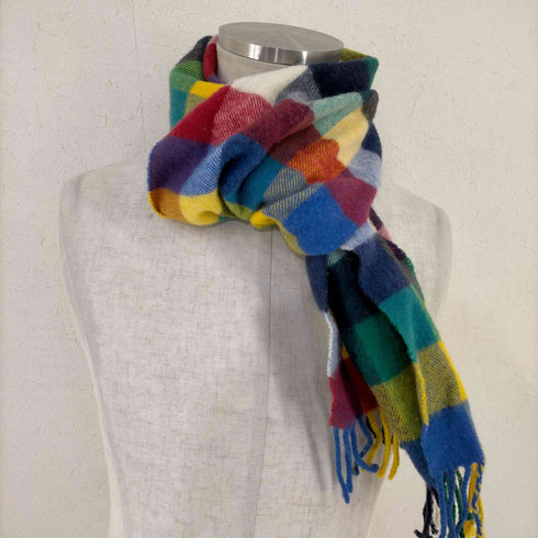 グレンプリンス Glen Prince MADE IN SCOTLAND ブロックチェックマルチカラー ラムウールマフラー メンズ