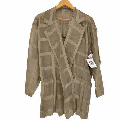 イッセイミヤケ ISSEY MIYAKE 筆タグ シルク100 チェック ダブル テーラードジャケット シアー レディース JPN:M