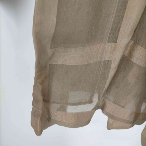 イッセイミヤケ ISSEY MIYAKE 筆タグ シルク100 チェック ダブル テーラードジャケット シアー レディース JPN:M