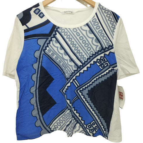 ワイズフォーリビング Ys for living 切替プリント S/S TEE 半袖Tシャツ 総柄 レディース