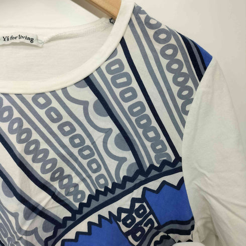 ワイズフォーリビング Ys for living 切替プリント S/S TEE 半袖Tシャツ 総柄 レディース