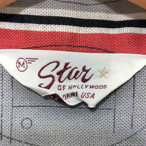 スターオブハリウッド STAR OF HOLLYWOOD 50S USA製 抽象画 ABSTRACT FACE 総柄 オープンカラーシャツ メンズ M