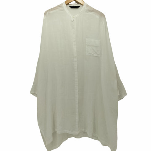 ミズイロインド mizuiro ind 23SS ガーゼスタンドカラーロングスリーブシャツチュニック レディース