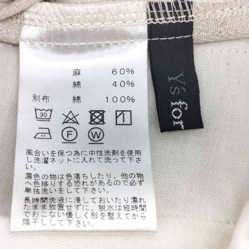 ワイズフォーリビング Ys for living リネン混 切替ワイドパンツ レディース