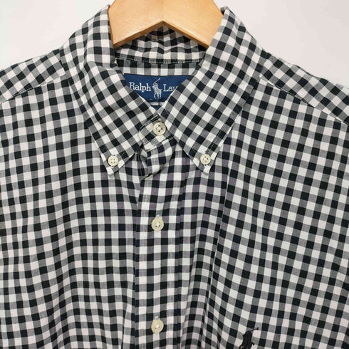 ラルフローレン RALPH LAUREN BLAKE オーバ-サイズギンガムチェックBD半袖シャツ メンズ M