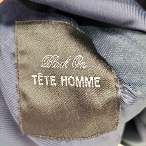 ブラック オン テットオム black on TETE HOMME ボンディング加工 比翼ボタン スタンドカラーコート メンズ LL