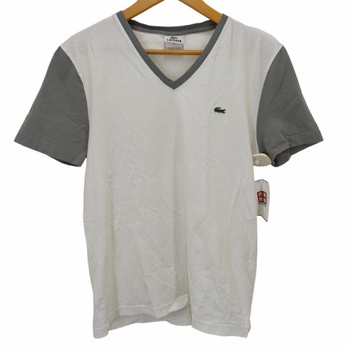 ラコステ LACOSTE 胸元ワッペン VネックバイカラーTシャツ メンズ JPN:4