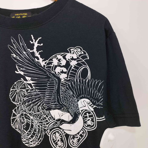 フグタイテン 不倶戴天 縁起物刺繍 クルーネック Tシャツ メンズ L