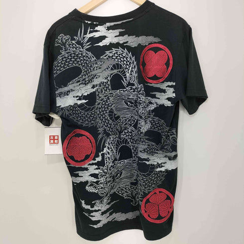 フグタイテン 不倶戴天 和柄刺繍 龍 クルーネック Tシャツ メンズ L