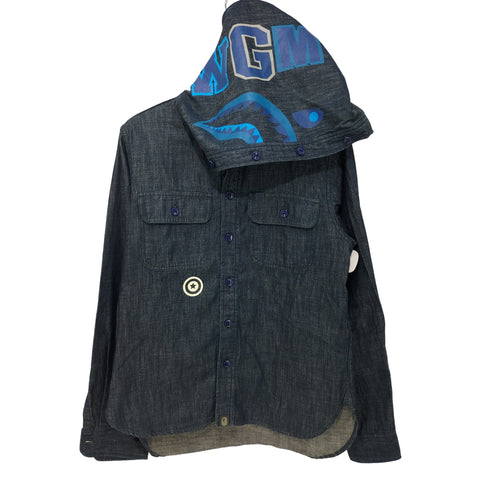 アベイシングエイプ A BATHING APE SHARK DENIM HOODED SHIRT メンズ S