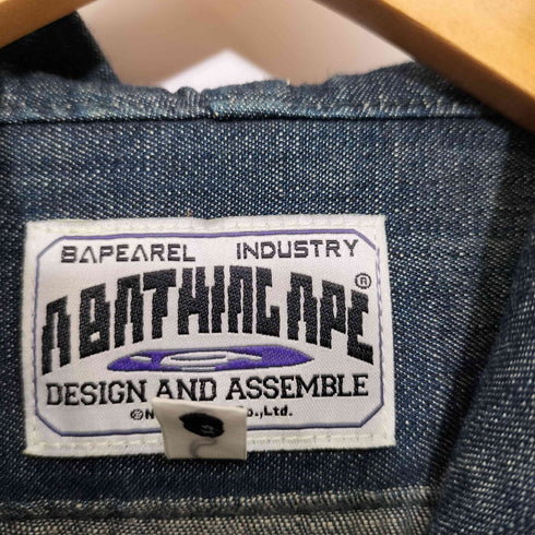 アベイシングエイプ A BATHING APE SHARK DENIM HOODED SHIRT メンズ S