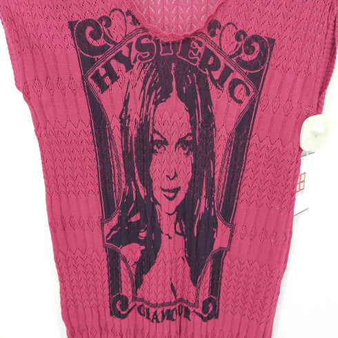 ヒステリックグラマー HYSTERIC GLAMOUR セクシーガールプリントノースリーブニット レディース F