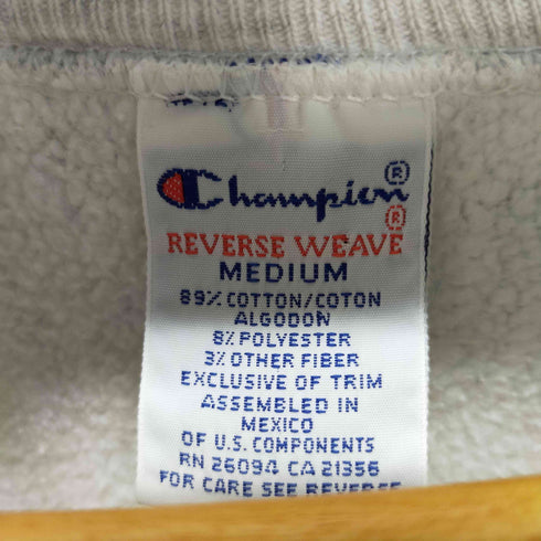 チャンピオン Champion 90s メキシコ製 刺繍タグ REVERSE WEAVE 2段ラバープリント カレッジ メンズ import:M