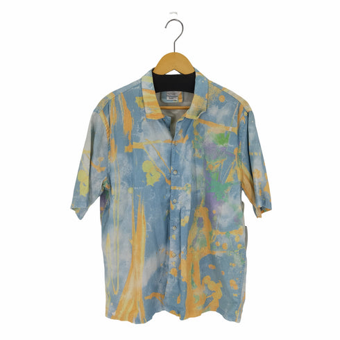 ザラ ZARA リネン コットン 開襟シャツ メンズ import:M