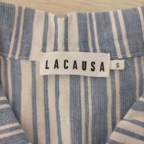 ラカウサ LACAUSA USA製 ランダムストライプ 半袖オールインワン レディース S