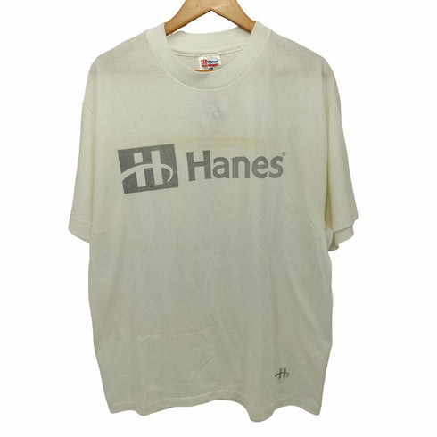 ヘインズ Hanes 90S USA製 DEADSTOCK ロゴプリント クルーネックTシャツ シングルステッチ メンズ import:L