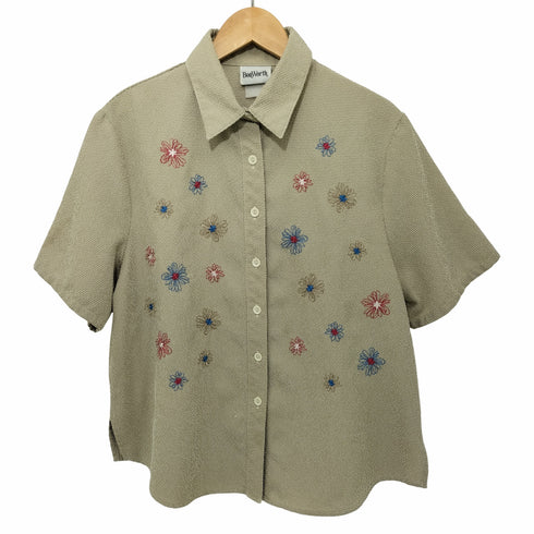 フルギ BonWorth 90S フラワーモチーフ 刺繍 S/Sシャツ メンズ