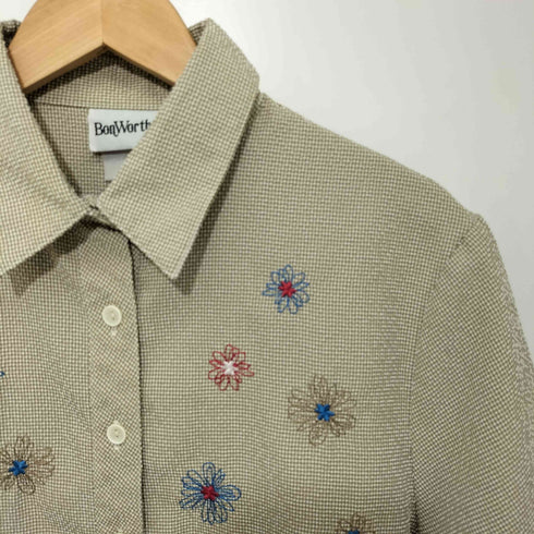 フルギ BonWorth 90S フラワーモチーフ 刺繍 S/Sシャツ メンズ