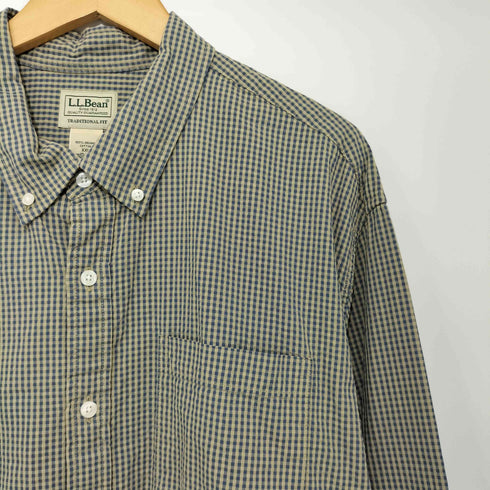 エルエルビーン L.L.Bean シアサッカー ギンガムチェック ボタンダウンシャツ メンズ import:XXL