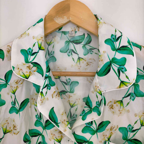 SILKSILKY シルク 花柄パジャマシャツ レディース JPN:M