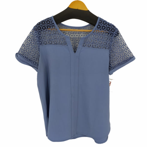 アンテイラー ANN TAYLOR メッシュ切替 スキッパーカットソー レディース import:M